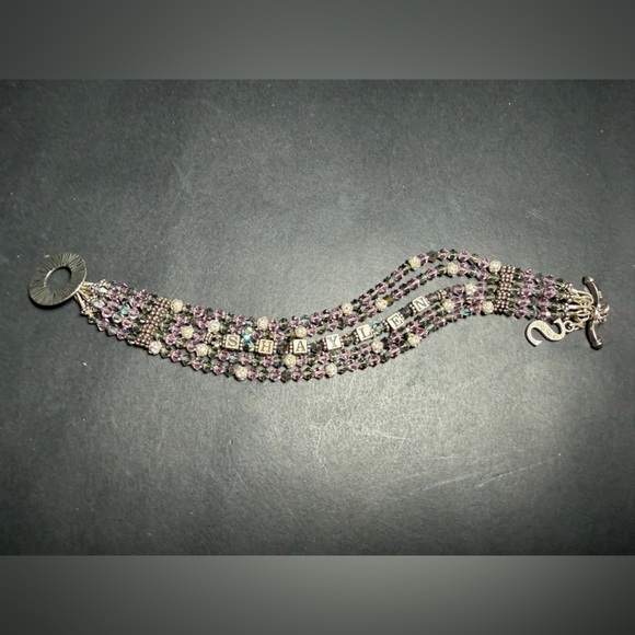 Vintage SJC (Sundancer) "Saki" Sterling Silver & Glass Beaded Toggle Bracelet - Picture 5 of 15